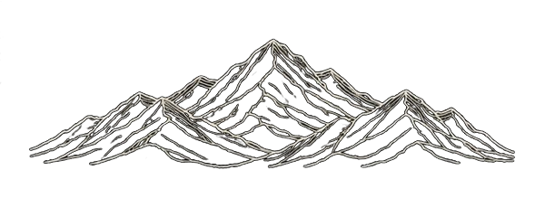 RIDGE back print close-up: Layered mountain contours