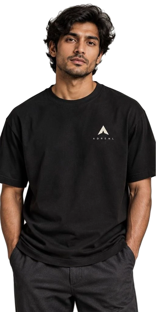 RIDGE tee, front, on a model